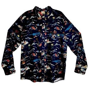 Faherty XXL Organic Cotton Flannel Navy Blue Stretch Sea & Ski Shirt NWT‎